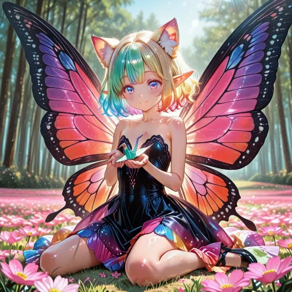 2枚）折り紙と妖精さん