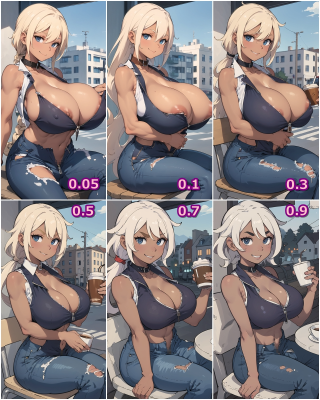 モデルマージ比率変更の比較