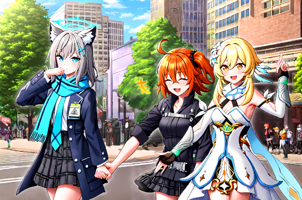 シロコとぐだ子と蛍の3人が仲良く街を観光！