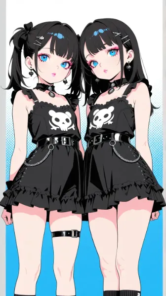 双子コーデ(カジュアルゴシック)