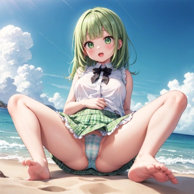 緑髪な娘のパンツ