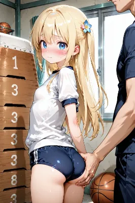 ブルマをなでなで