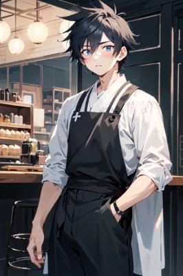 カフェの男性店員