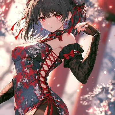 桜吹雪に微笑む緋色の瞳