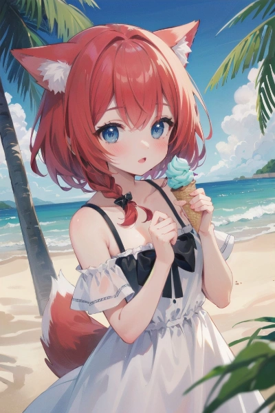 Fox girl at the beach