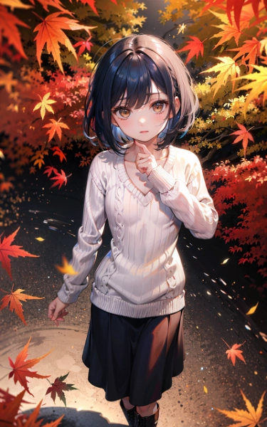 セーターと紅葉