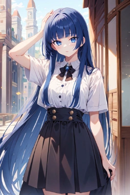 青髪の生徒さん