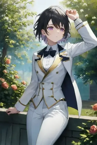 タキシードで黒髪な女性（４枚）