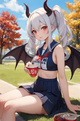 サキュバスのチアとカップヌードル