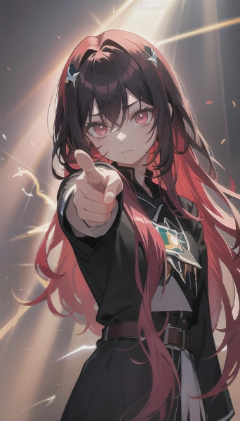 黒と赤のツートンヘアー