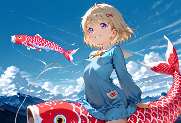 こいのぼりに乗って