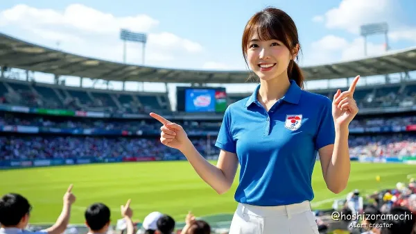 スタジアムに響く歓声と共に伝える勝利の天気予報