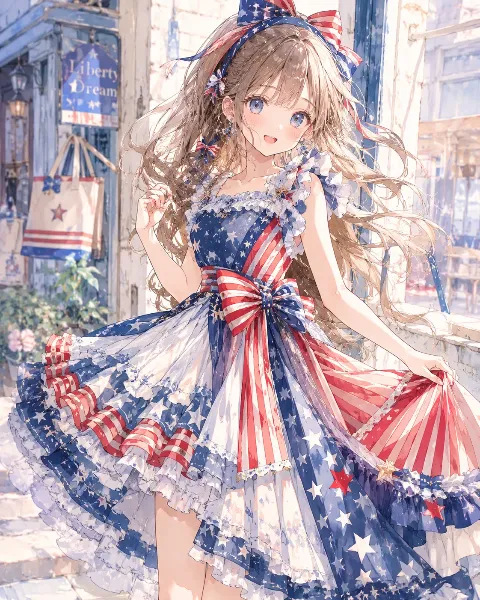 星条旗ドレスを纏う自由の少女。
