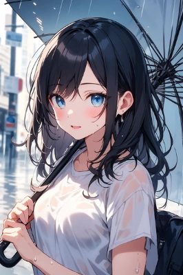 傘差してるのに濡れちゃった