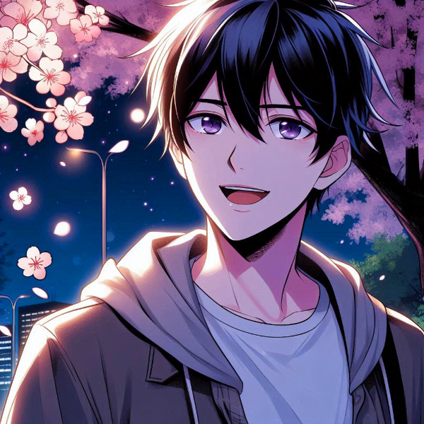 夜桜と、黒髪短髪男性＊その8(6枚)