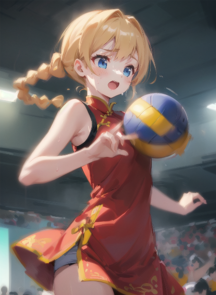 チャイナドレスの少女とドッジボール！