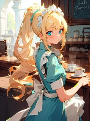 カフェで働くメイド