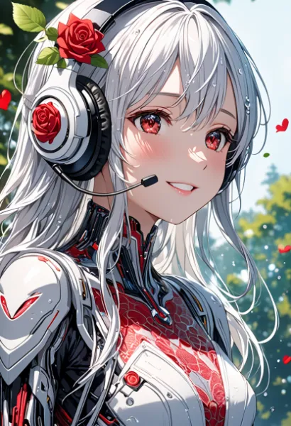 バラのヘッドフォン少女の秘密の旋律