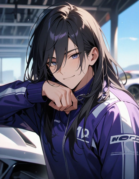 キメ顔な、レーシングスーツなロン毛男性★その1(3枚)