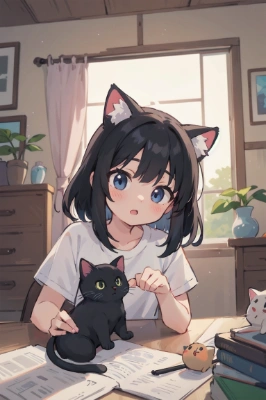 黒猫と少女