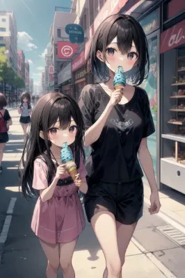 ソフトクリームを食べながら