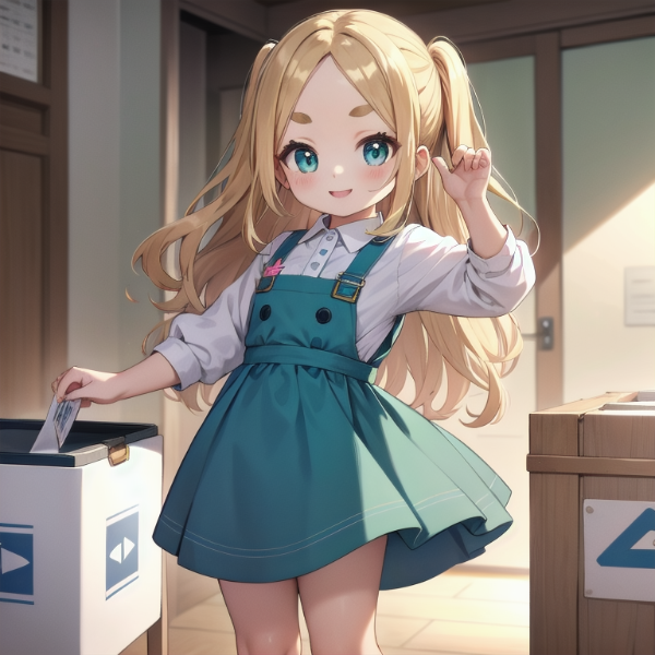 投票をするおでこちゃん