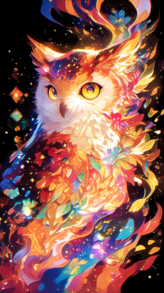 暗闇を彩る梟模様