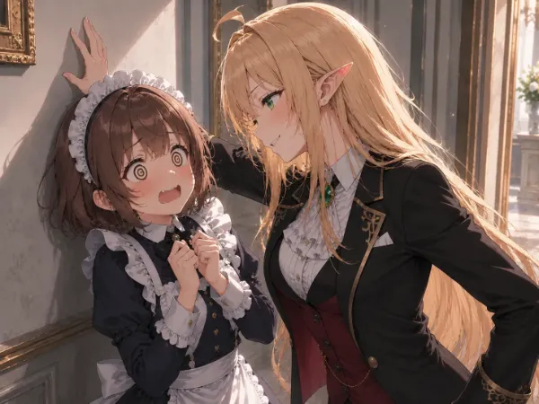 壁際のメイドとエルフ