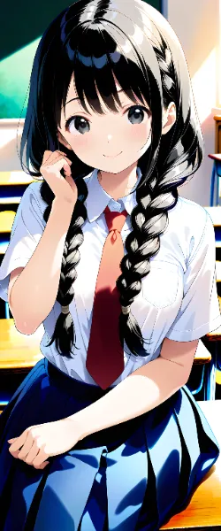 三つ編みの女子高生