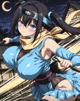 月下の忍者少女、影の追跡