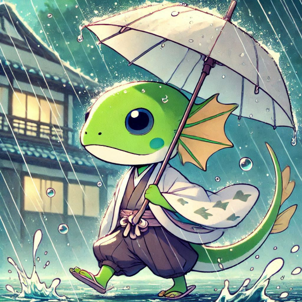 傘挿してる河童