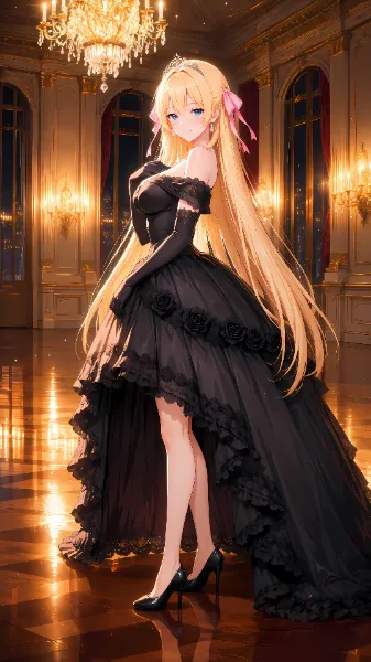 黒いドレスで舞踏会