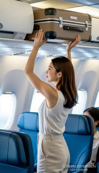 雲の上で、荷物を預ける一瞬 - A moment of checking in luggage above the clouds