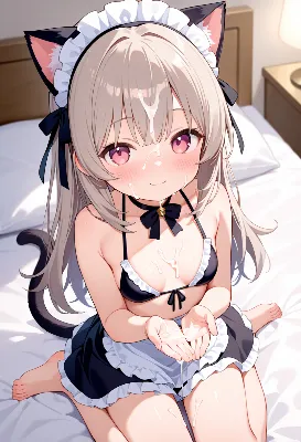 こぼれたミルクの猫耳メイド