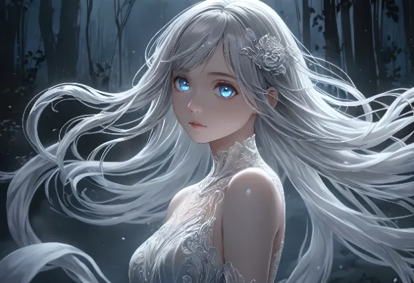 霧の森に佇む銀髪の少女