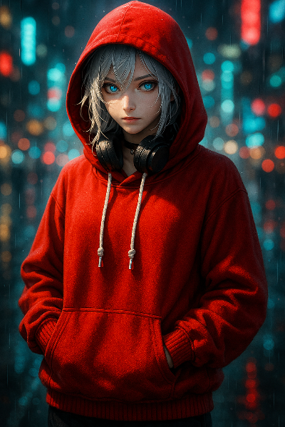 雨夜の赤い影とネオンの囁き