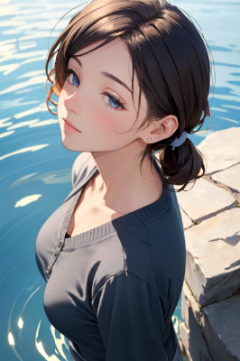 暑いので池に...