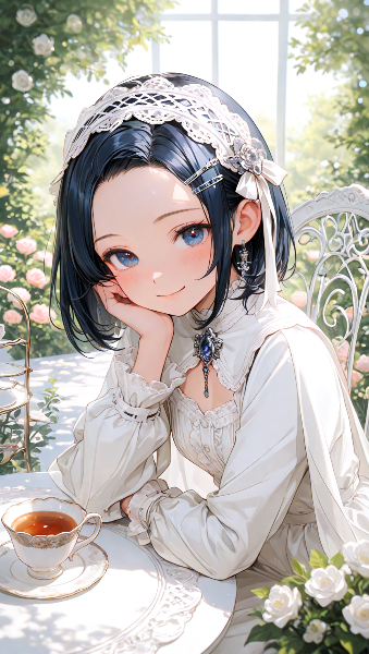 庭園の午後に咲く微笑み