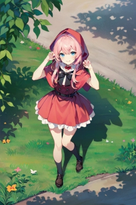 ピンク髪の赤ずきん