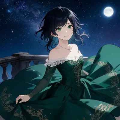 星降る夜の翠のドレス