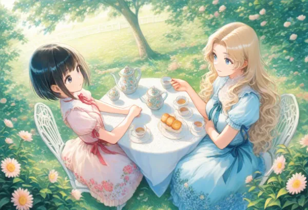 黒髪＆ブロンド・ティーパーティ