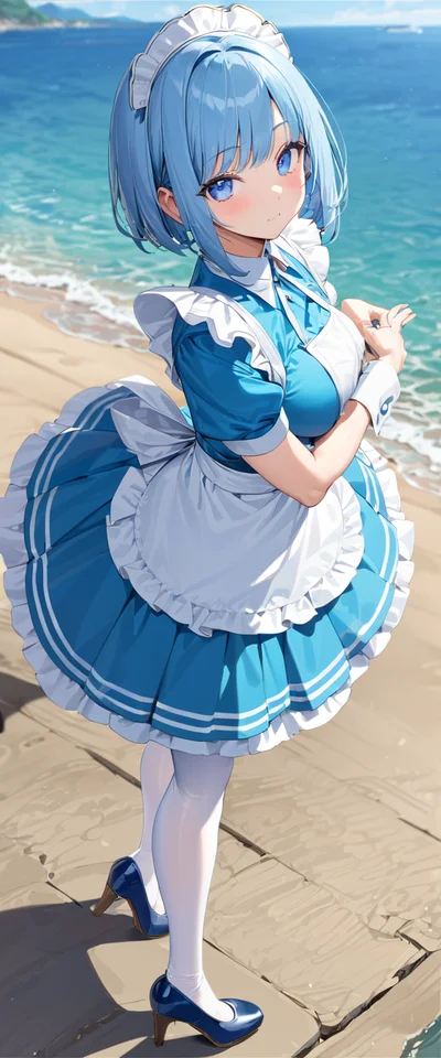 海とメイドさん