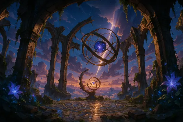 天空の遺跡に輝く運命の球体