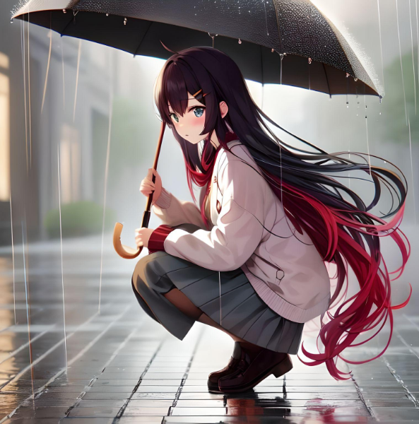 黒と赤の2色髪の女の子