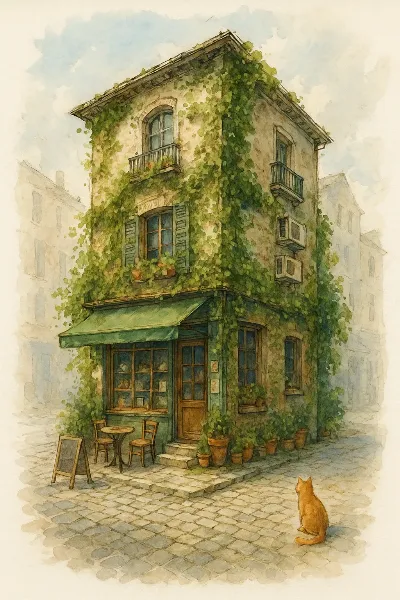 蔦の隠れ家カフェと猫の午後