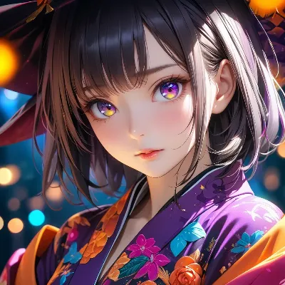 幻想的な瞳の着物少女