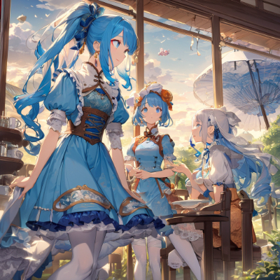 夕暮れの青髪さん