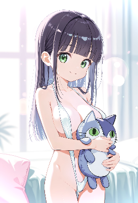 ぬいぐるみと黒髪少女
