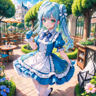 お昼の青髪お嬢様