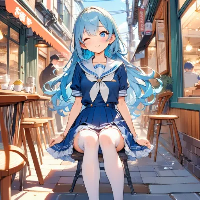 学校帰りの青髪さん